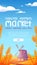 Natural farmer market cartoon web banner, promo
