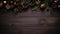 Natural Festivity: Christmas Decoration in Dark Brown and Bronze on Wooden Background