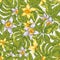 Natural floral leaves exotic vector seamless pattern
