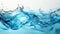 Natural Flow of Beautiful Splashes of Blue Water on White Background AI Generative