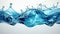 Natural Flow of Beautiful Splashes of Blue Water on White Background AI Generative