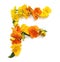 natural flower arrangements with yellow orange real fresh flowers letter F