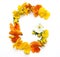 natural flower arrangements with yellow orange real fresh flowers letter G