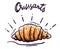 Natural French croissant. delicious and mouth-watering confectionery. color vector illustration