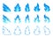 Natural gas blue fire icon set flame fuel power