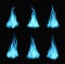 Natural gas burning blue flames, bonfire set