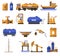 Natural gas and oil industry icons with petroleum transportation