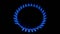 Natural gas stove burner blue flame. Close up