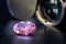 natural genuine mined pink sapphire oval cutting shape gemstone on black