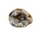 Natural geode agate stone on a white background