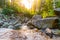 Natural granite slide waterfall in Jizera Mountains