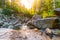 Natural granite slide waterfall in Jizera Mountains