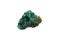 natural green malachite rough gem stone on the white background