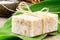 Natural handmade soap on a green leaf