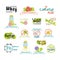 Natural healthy product, sticker element set