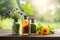 Natural Herbal Medicine, Composition. Treatment With Herbs. Conceptual Image, Magic Medicinal Herbs In A Bottle. Generative AI