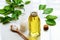 Natural herbal oral care product from lemon leaves, salt, mouthwash for dental hygiene