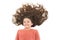 Natural homemade hair masks that give you healthy beautiful hair. Girl cute child with long curly hair isolated on white
