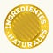 Natural ingredients seal in spanish. Gold gradients.