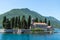 Natural islet with Saint George Benedictine monastery. Kotor Bay. Montenegro