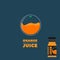 Natural Juice logo. Orange Packaging design. Label for juice.