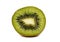 Natural juicy kiwi. Sweet and sour half of an exotic fruit of green color.