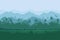 Natural jungle green forest mountains horizon trees Landscape wallpaper Illustration vector On comics style Colorful background