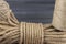 Natural jute rope cord in close-up