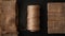 Natural jute twine roll, burlap on black background. Supplies and tools for handmade hobby leisure