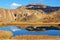 Natural lake in dry mountains of Alborz range