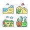 Natural landforms RGB color icons set