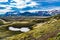 Natural landscape of mountain in summer with the mossy field val