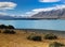 Natural landscape of New Zealand alps and lake. Lake Tekapo. Generated AI