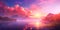 natural landscape purple sky sunset beautiful background , Generative Ai