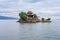 Natural landscape of small island temples and ancient stone arch bridges on Erhai Lake in Yunnan Province, China