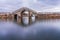 Natural landscape of small island temples and ancient stone arch bridges on Erhai Lake in Yunnan Province, China