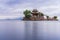 Natural landscape of small island temples and ancient stone arch bridges on Erhai Lake in Yunnan Province, China