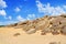 Natural landscape - a view of an array of sandstone, a fragment of the bottom of an ancient prehistoric sea