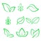 Natural leaf line icon. Young leaves of plants, forest tree oak, elm and ash leafs and eco green, garden vector isolated outline