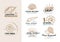 Natural logos vector collection. Brand identity in line sketch style.