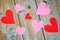 Natural love decoration with red and pink hearts