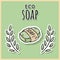 Natural material eco soap. Ecological and zero-waste product. Green house and plastic-free living