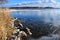 Natural monument - lake Uvildy in late autumn in clear weather, Chelyabinsk region. Russia