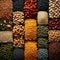 Natural nourishment Collage background of diverse organic grains, legumes