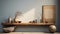 Natural Objects And Decorations On Gray Wooden Shelf