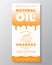 Natural Oil Abstract Vector Packaging Design or Label Template. Modern Typography, Gradient Drips and Hand Drawn Oranges