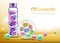 Natural oil cosmetics in capsules vector banner