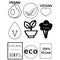 Natural and organic cosmetic line icons big set. GMO free emblems. Organic products badges.