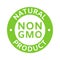 Natural and organic cosmetic. Non GMO label. GMO free icon. Eco, vegan, bio. Healthy food concept. No GMO design element