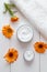 Natural organic herbal cosmetic cream with calendula flowers